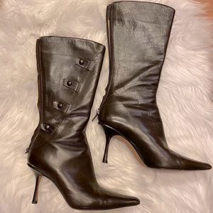 Authentic Jimmy Choo leather mid-calf boots